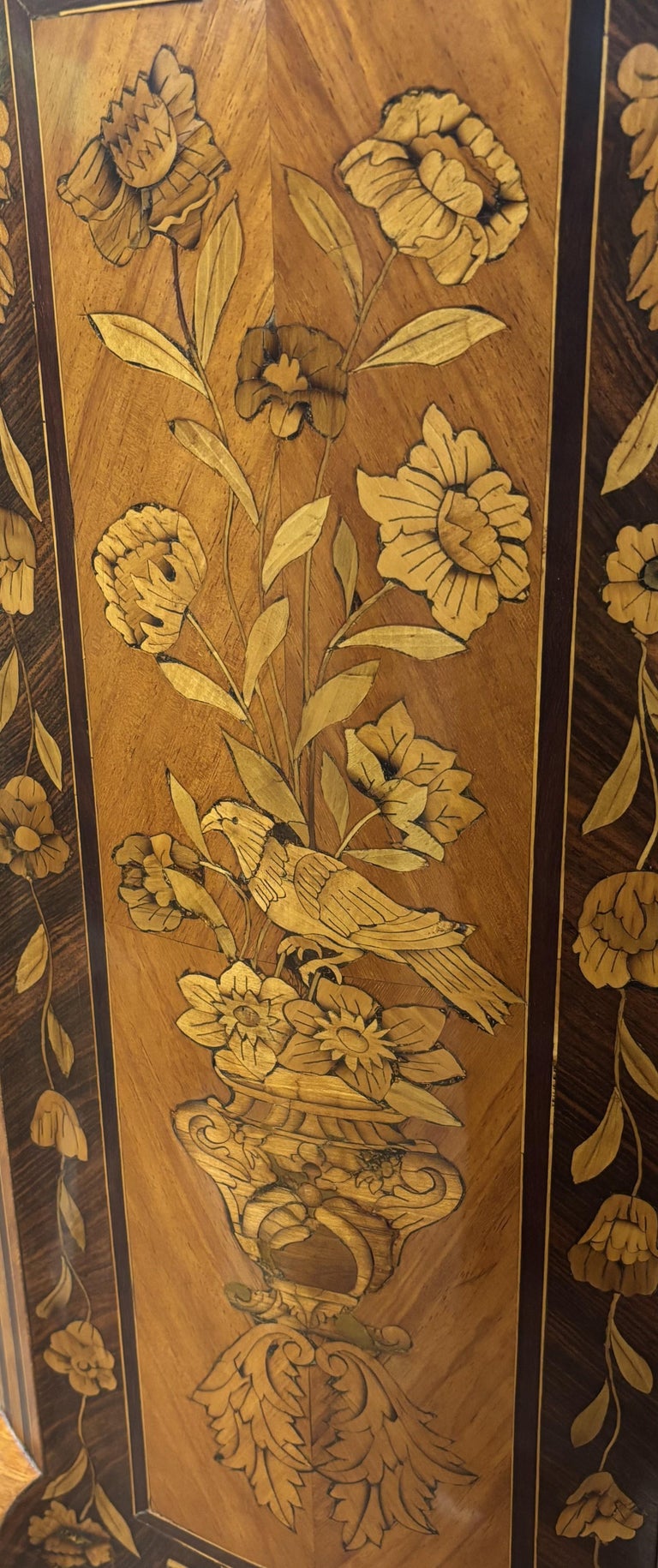 Pair Antique 18thC French Louis XV Inlaid Marquetry Ormolu Tambour Cabinets 1780