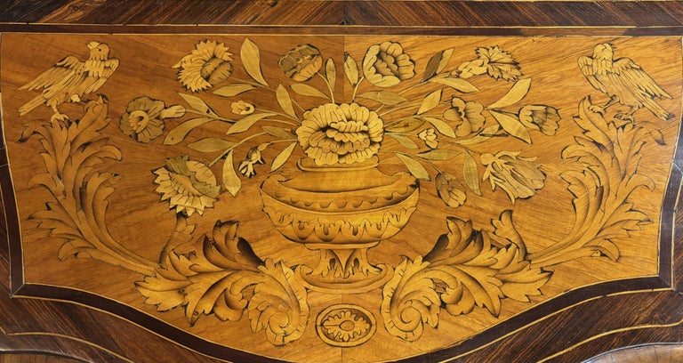 Pair Antique 18thC French Louis XV Inlaid Marquetry Ormolu Tambour Cabinets 1780