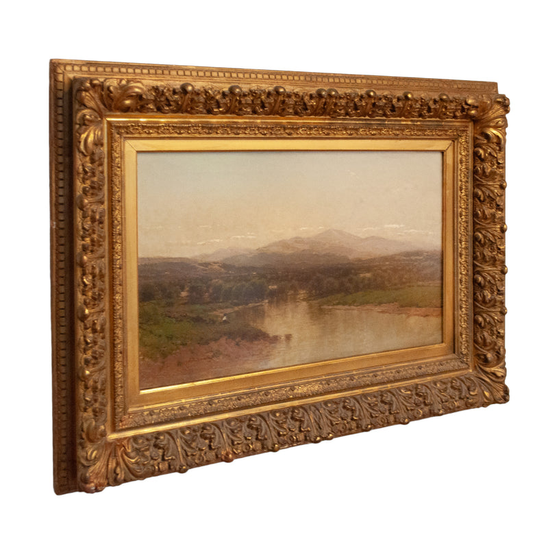 Hudson River School Landscape Oil Painting on Canvas Lake Geneva Adirondacks New York by John Bunyan Bristol, Circa 1870