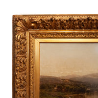 Hudson River School Landscape Oil Painting on Canvas Lake Geneva Adirondacks New York by John Bunyan Bristol, Circa 1870
