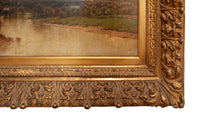 Hudson River School Landscape Oil Painting on Canvas Lake Geneva Adirondacks New York by John Bunyan Bristol, Circa 1870