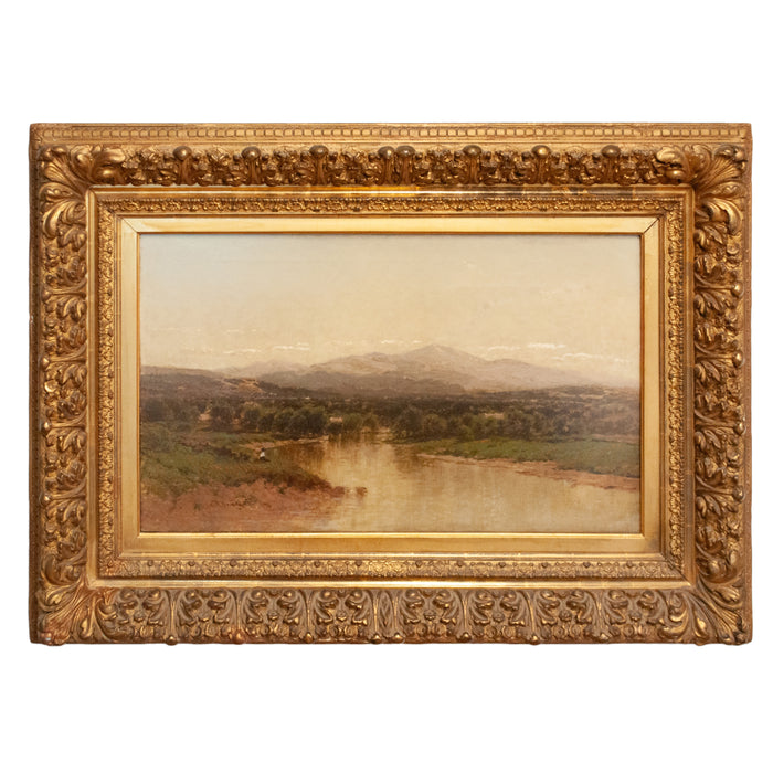 Hudson River School Landscape Oil Painting Lake Geneva Adirondacks New York byJohn Bunyan Bristol, Circa 1870