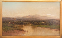 Hudson River School Landscape Oil Painting on Canvas Lake Geneva Adirondacks New York by John Bunyan Bristol, Circa 1870