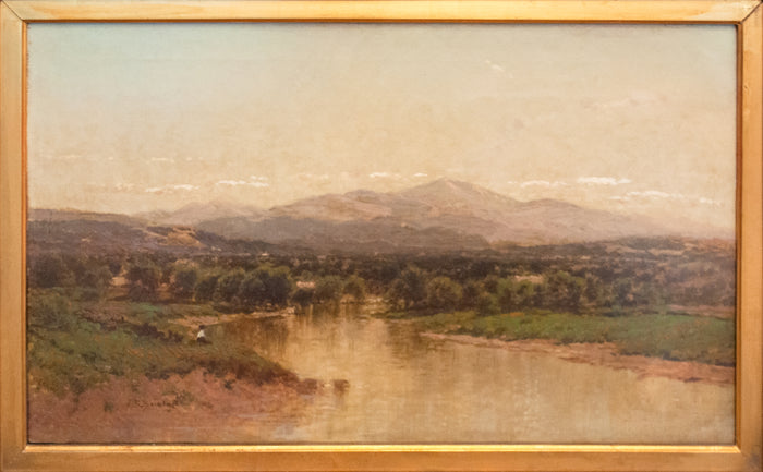 Hudson River School Landscape Oil Painting Lake Geneva Adirondacks New York byJohn Bunyan Bristol, Circa 1870
