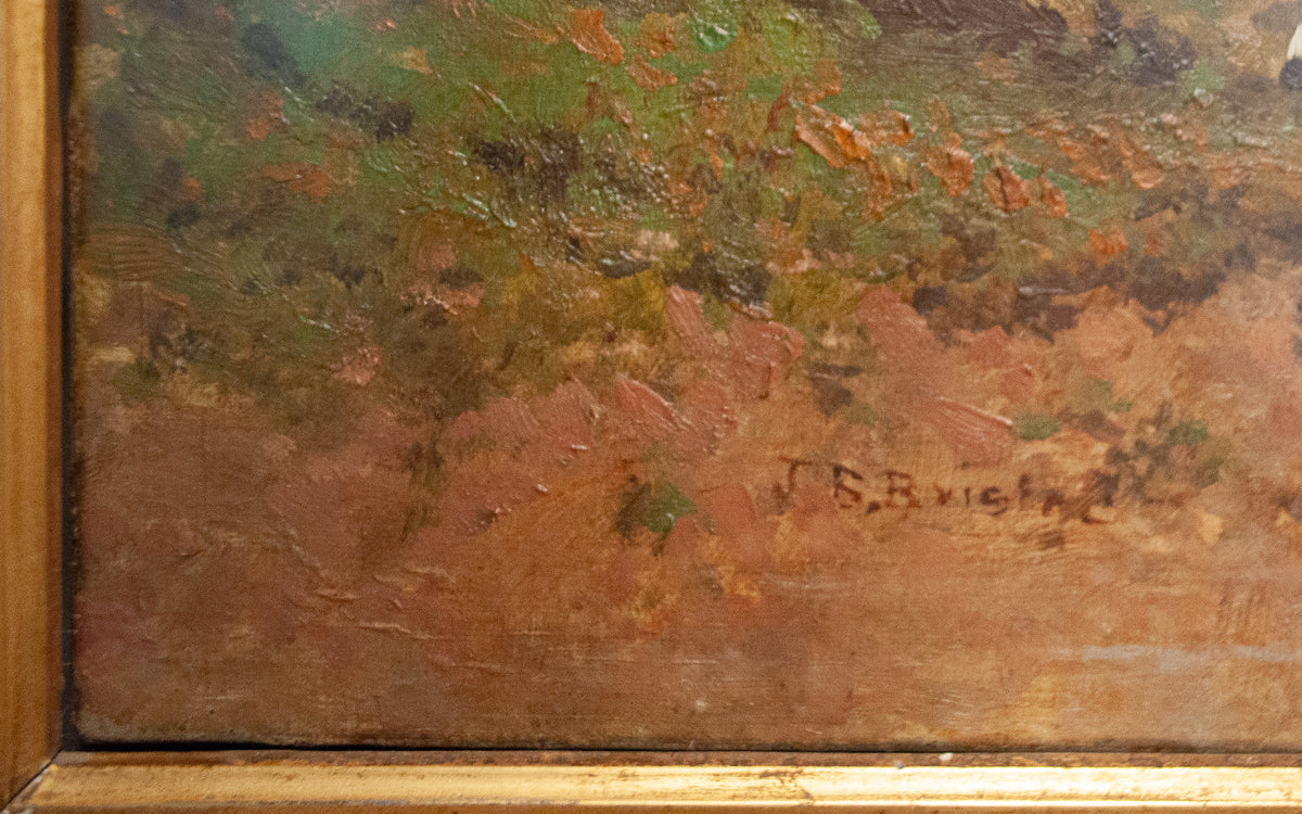 Hudson River School Landscape Oil Painting on Canvas Lake Geneva Adirondacks New York by John Bunyan Bristol, Circa 1870