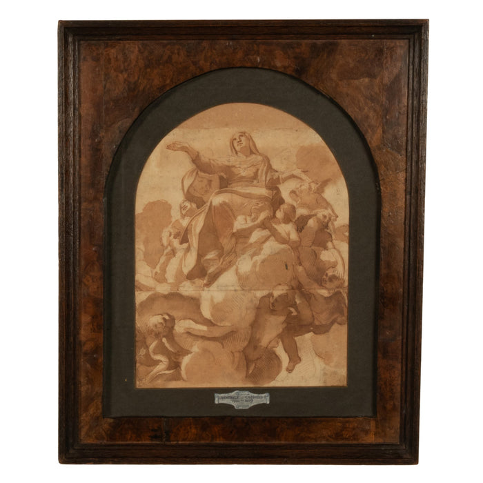 Important 16th Century Italian Renaissance Baroque Old Master Drawing Watercolor by Annibale Carracci, Circa 1590
