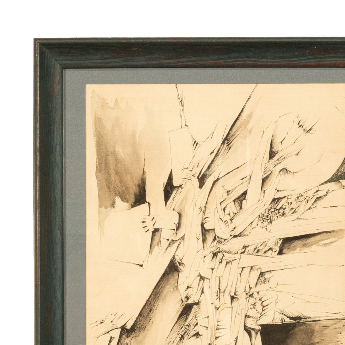 Italian Mid Century Abstract Modernist Ink & Watercolor Painting "Fragmentation"by Gio Pomodoro, 1956