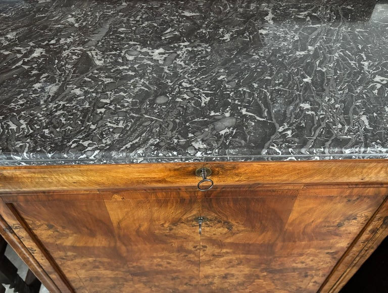 Antique French Louis Philippe Burr Walnut Secrétaire à Abattant Desk Chest 1840
