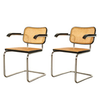 Pair of Mid Century Cesca Armchairs Marcel Breuer Knoll Cane Tubular Steel 1974