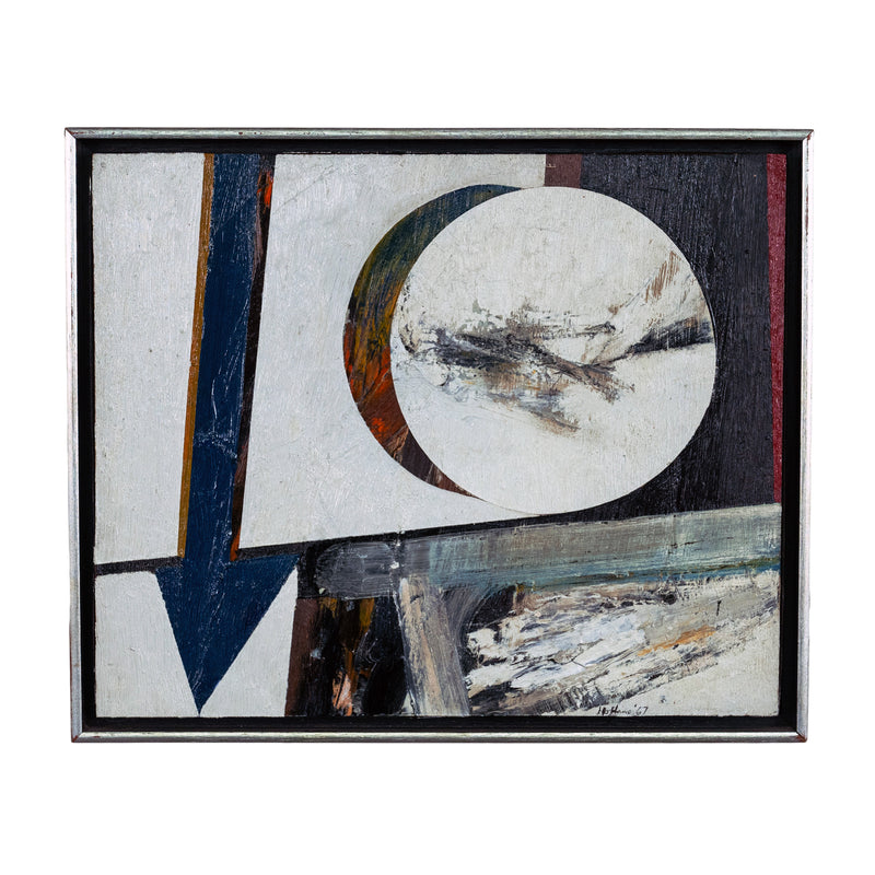 American Modernist Abstract Expressionist "Hard Edged" Oil on Canvas Painting by Budd Hopkins, 1967