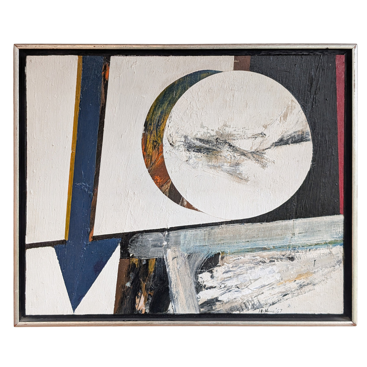 American Modernist Abstract Expressionist "Hard Edged" Oil on Canvas Painting by Budd Hopkins, 1967