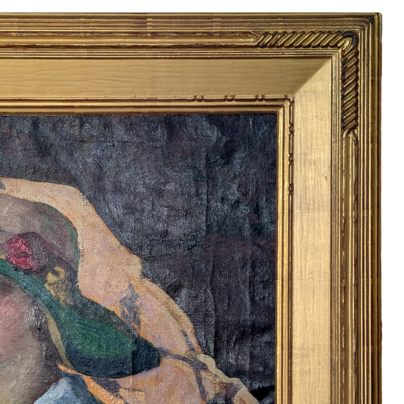 American Impressionist Portrait Painting of "Pearl" Monhegan Island Maine Coast by Abraham Jacob Bogdanove. 1930