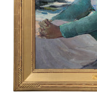 American Impressionist Portrait Painting of "Pearl" Monhegan Island Maine Coast by Abraham Jacob Bogdanove. 1930