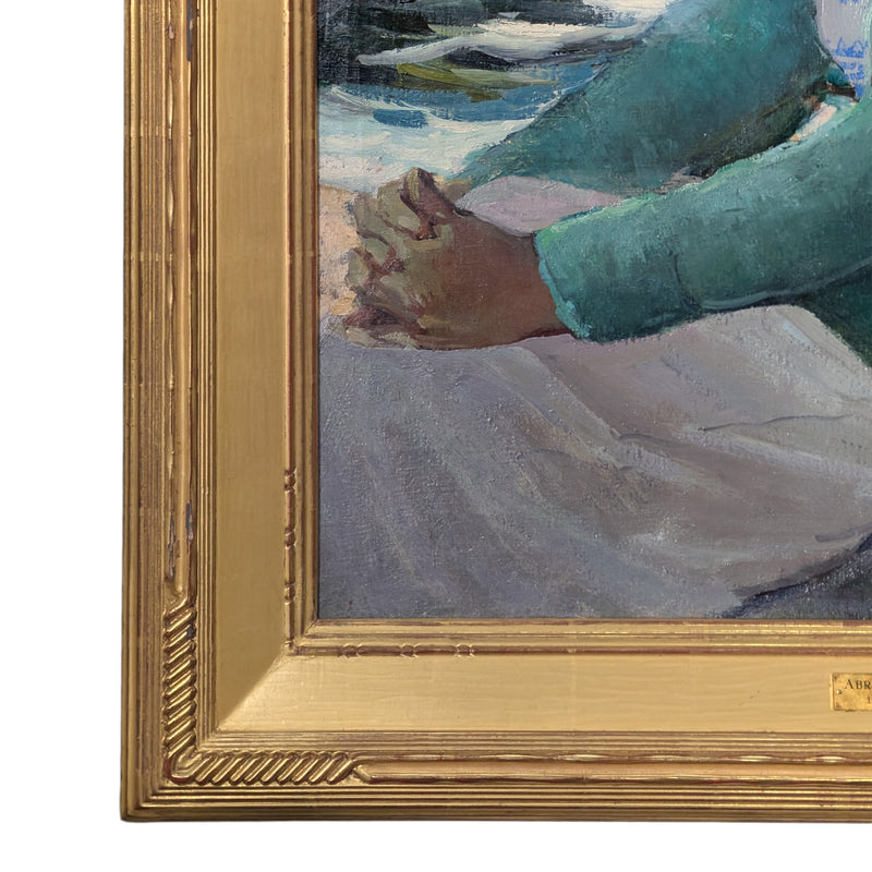 American Impressionist Portrait Painting of "Pearl" Monhegan Island Maine Coast by Abraham Jacob Bogdanove. 1930