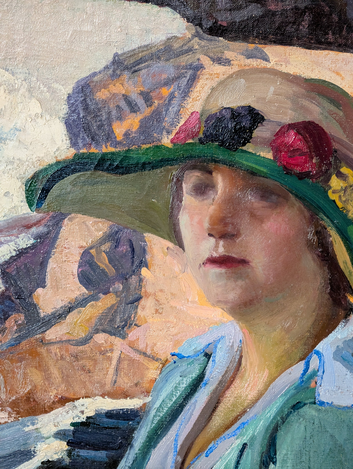 American Impressionist Portrait Painting of "Pearl" Monhegan Island Maine Coast by Abraham Jacob Bogdanove. 1930