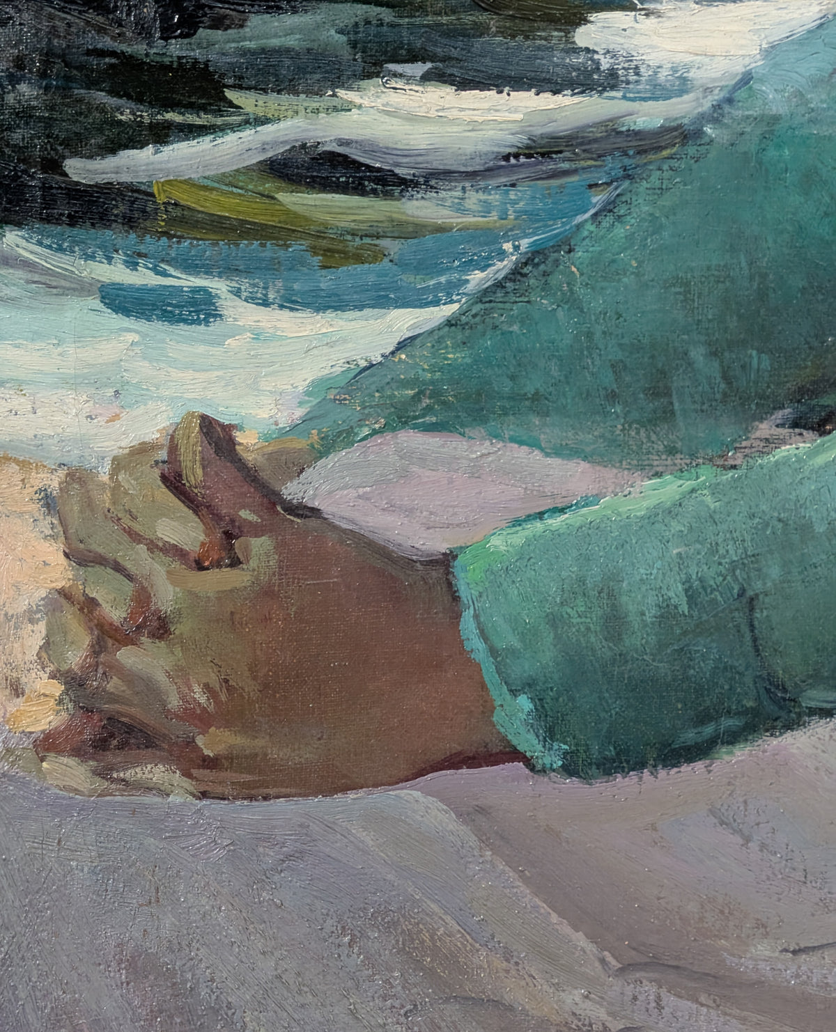 American Impressionist Portrait Painting of "Pearl" Monhegan Island Maine Coast by Abraham Jacob Bogdanove. 1930