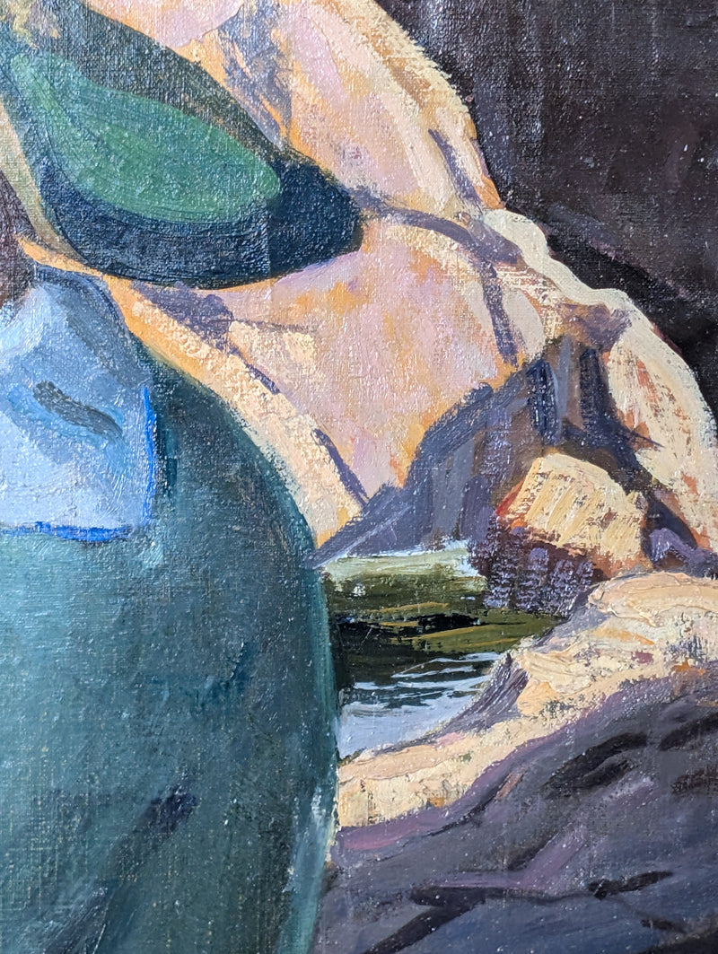 American Impressionist Portrait Painting of "Pearl" Monhegan Island Maine Coast by Abraham Jacob Bogdanove. 1930