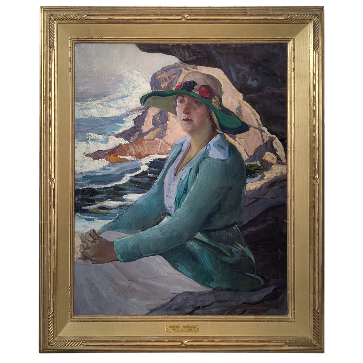 American Impressionist Portrait Painting of "Pearl" Monhegan Island Maine Coast by Abraham Jacob Bogdanove. 1930