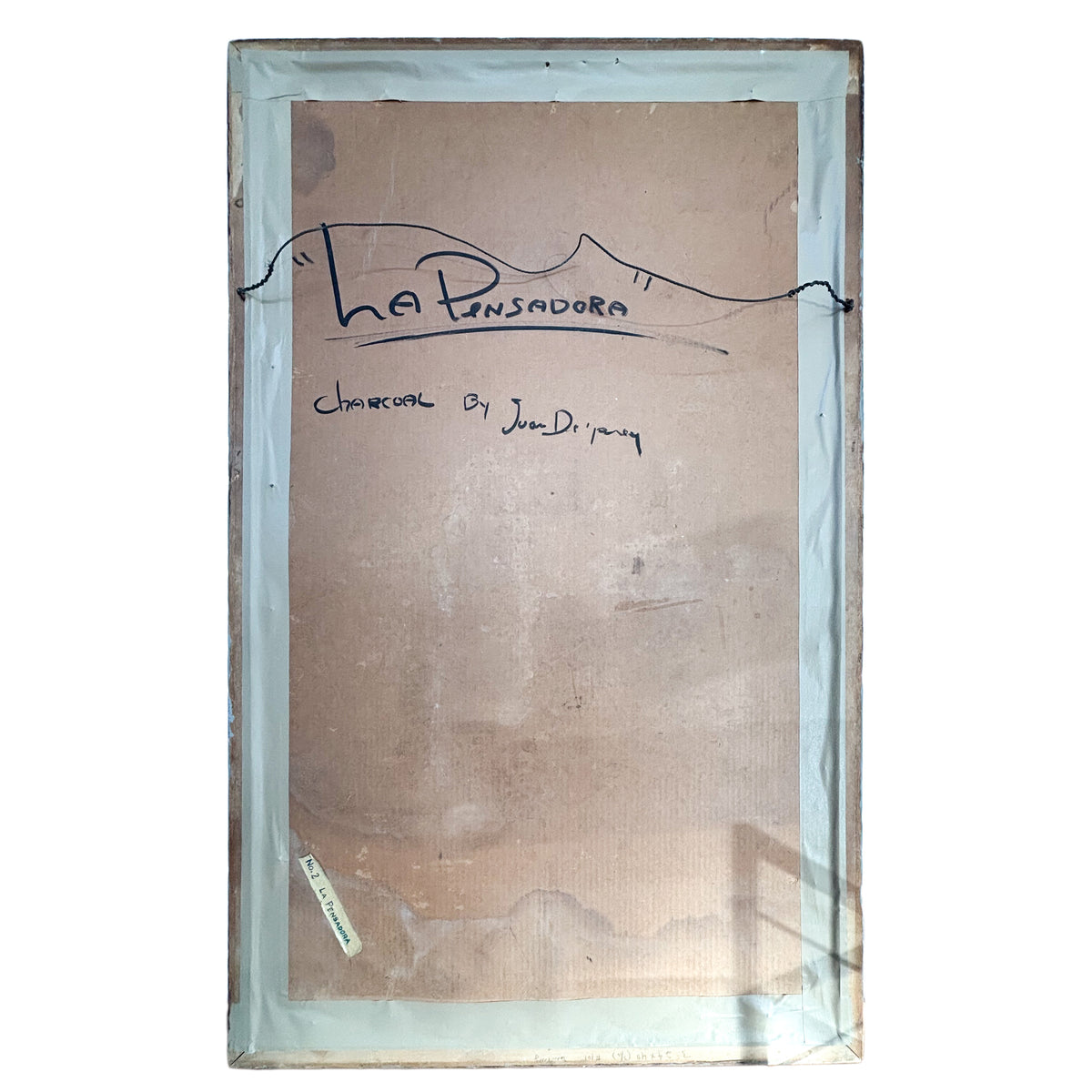 Large Charcoal Portrait Girl Writing Letter La Pensadora The Thinker Puerto Rico by Juan De Prey, 1930