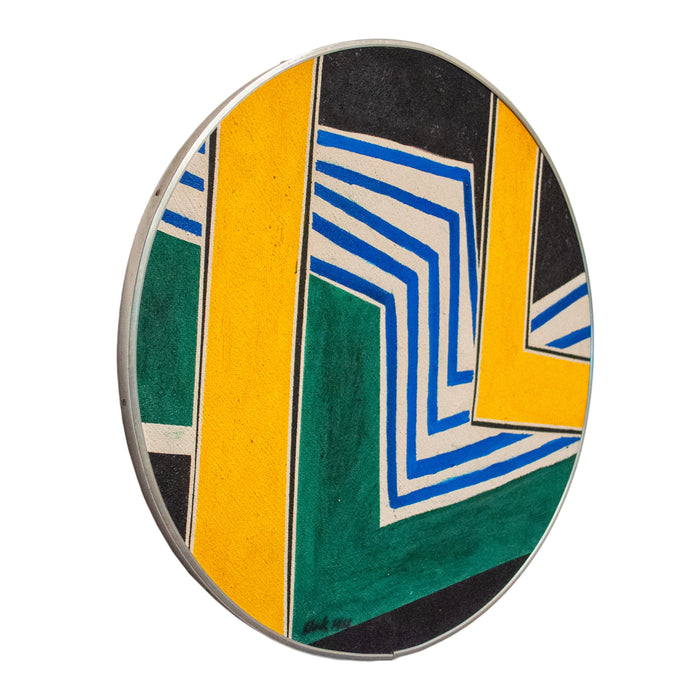 Abstract American Modernist Geometric Oil on Canvas Circular Painting New York by Pierre Clerk, 1968