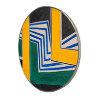 Abstract American Modernist Geometric Oil on Canvas Circular Painting New York by Pierre Clerk, 1968