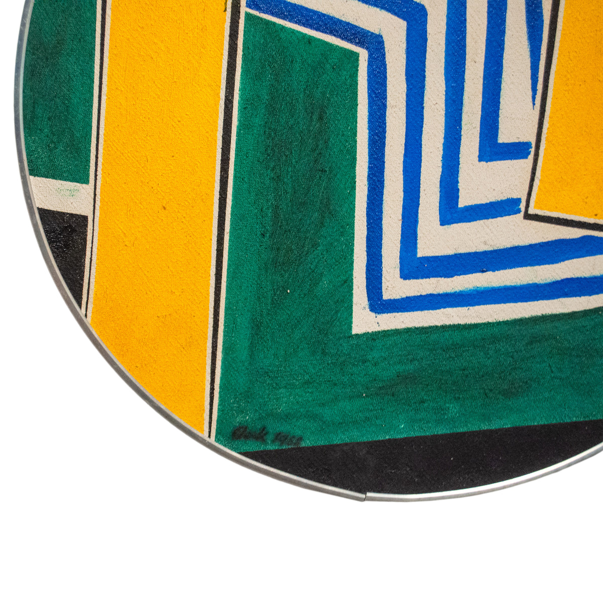 Abstract American Modernist Geometric Oil on Canvas Circular Painting New York by Pierre Clerk, 1968