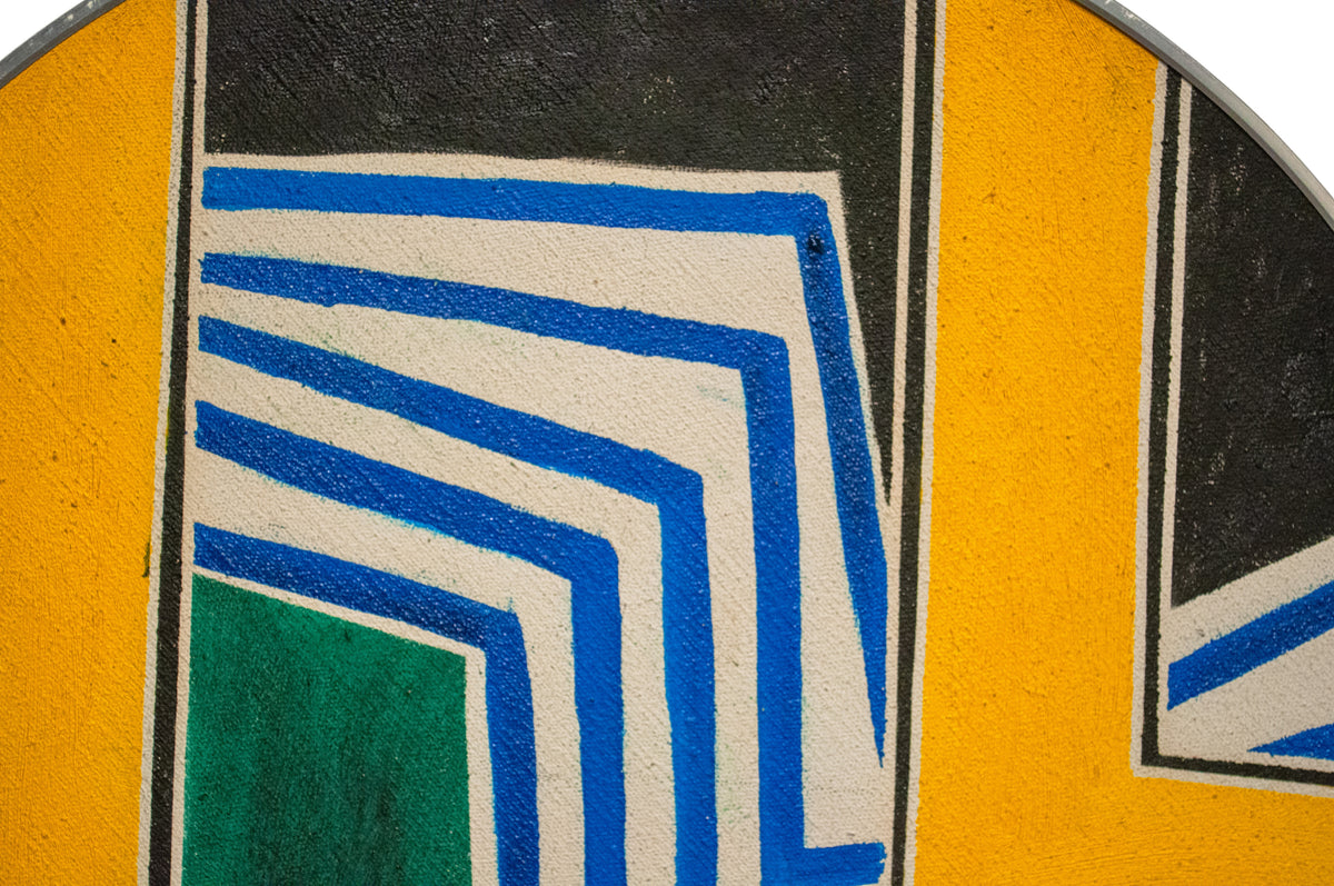 Abstract American Modernist Geometric Oil on Canvas Circular Painting New York by Pierre Clerk, 1968