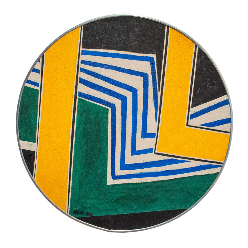 Abstract American Modernist Geometric Oil on Canvas Circular Painting New York by Pierre Clerk, 1968