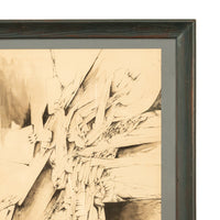 Italian Mid Century Abstract Modernist Ink & Watercolor Painting "Fragmentation"by Gio Pomodoro, 1956