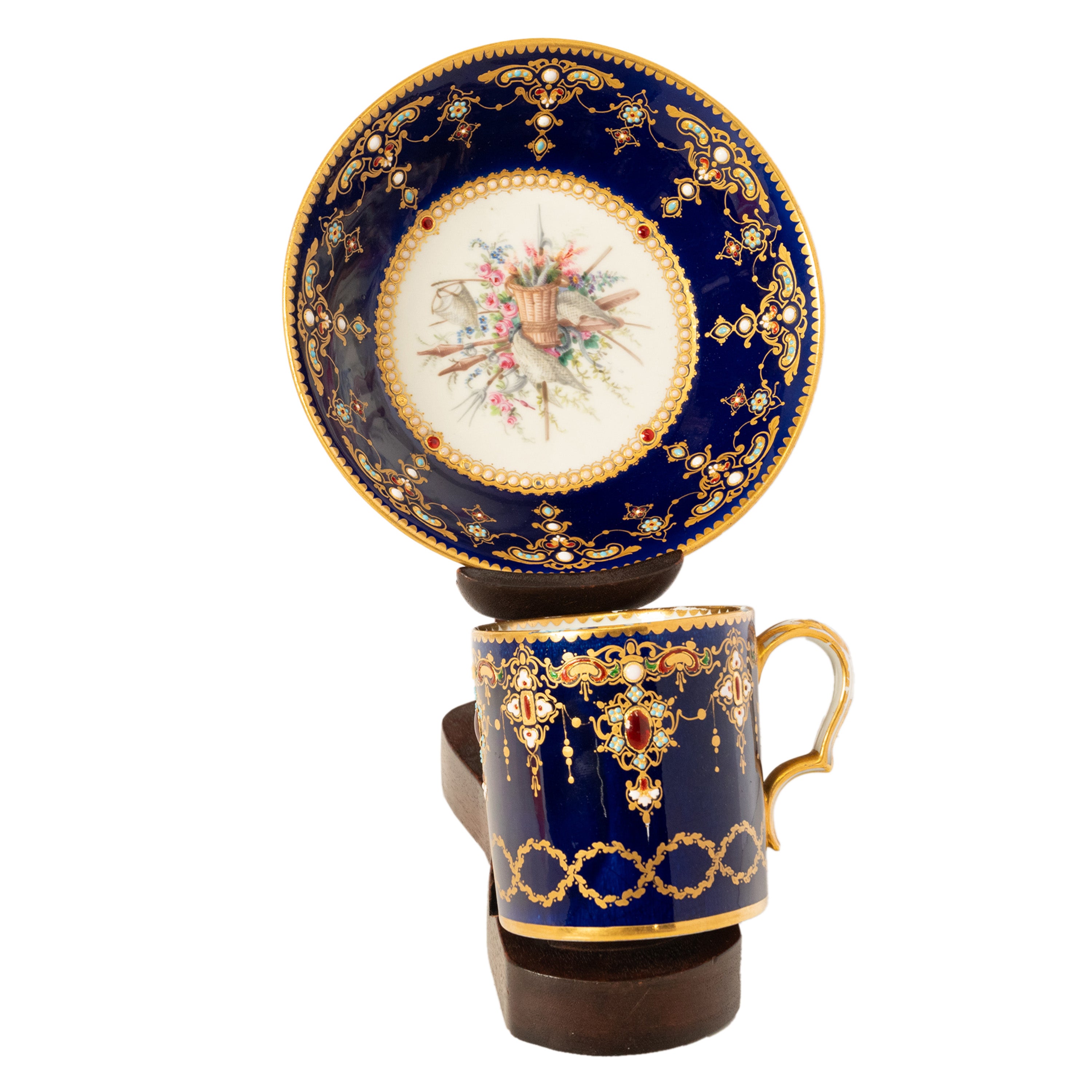 Antique 18th Century French Louis XV Sevres Porcelain Cup Saucer