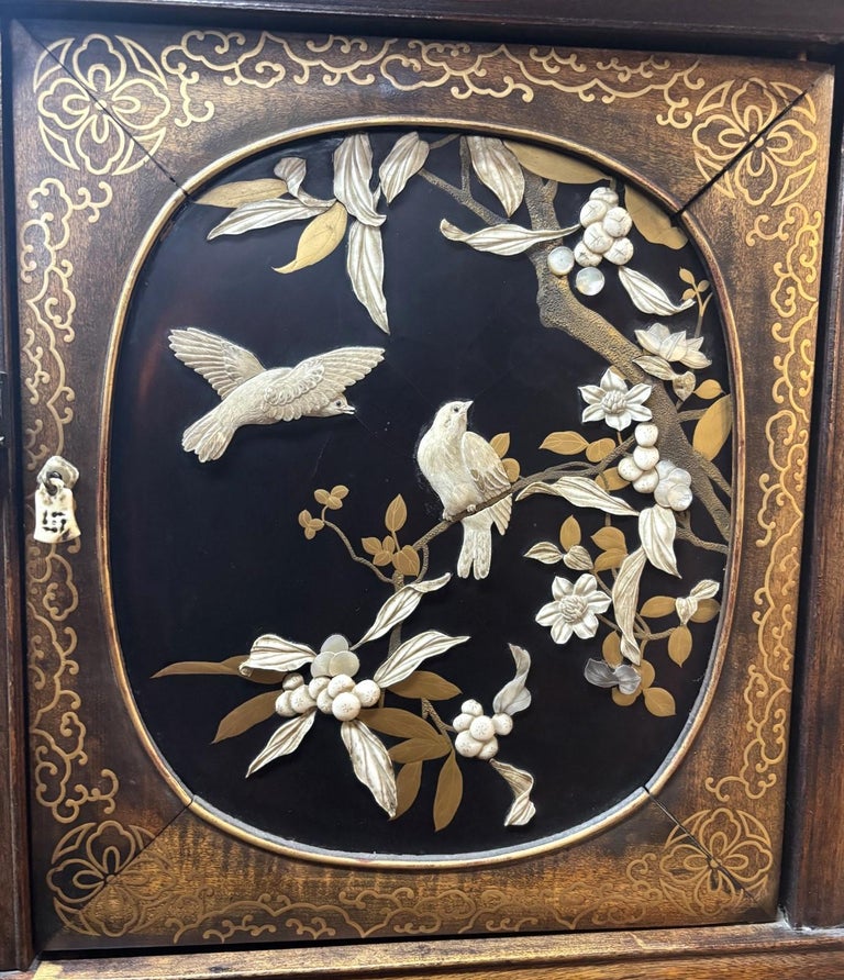 Antique Japanese Mieji Shibayama Cabinet Etagere, 79.5