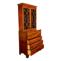Antique Georgian Inlaid Mahogany Bureau Bookcase Butler's Secretary Desk 1780