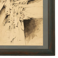 Italian Mid Century Abstract Modernist Ink & Watercolor Painting "Fragmentation"by Gio Pomodoro, 1956
