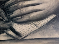 Large Charcoal Portrait Girl Writing Letter La Pensadora The Thinker Puerto Rico by Juan De Prey, 1930