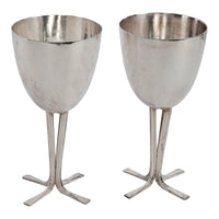 Pair Mid Century Modernist Sterling Silver Goblets Joe Reyes Apodaca Oregon 1985