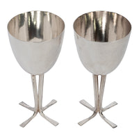 Pair Mid Century Modernist Sterling Silver Goblets Joe Reyes Apodaca Oregon 1985