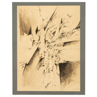 Italian Mid Century Abstract Modernist Ink & Watercolor Painting "Fragmentation"by Gio Pomodoro, 1956