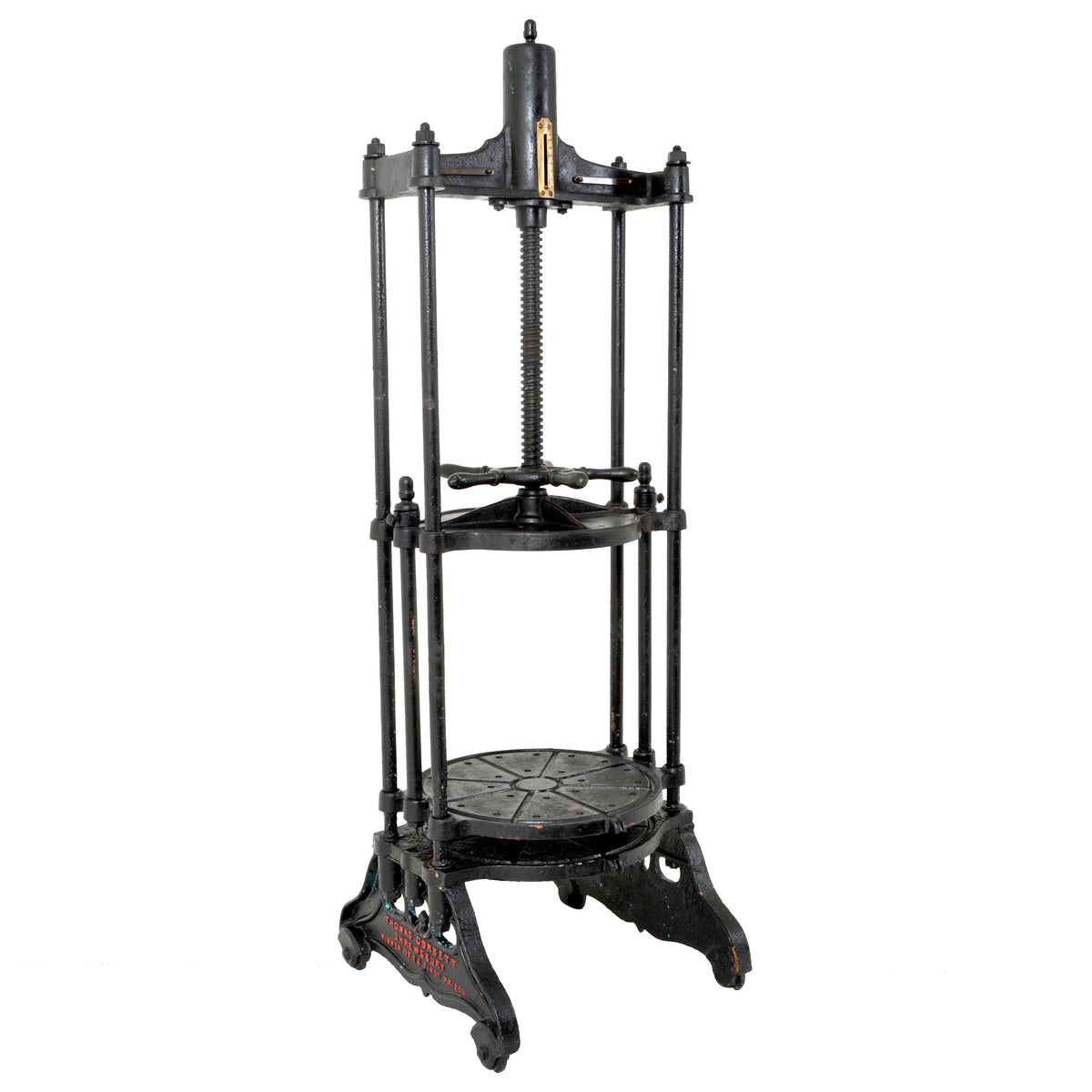 Antique English Cast Iron Cheese Press by Thomas Corbett of Shrewsbury, circa 1880