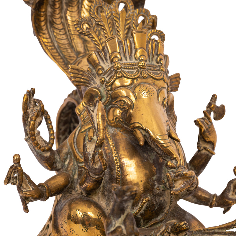 Large 19th Century Antique Indian Hindu Ganesha Figural Votive Brass Oil Lamp, Circa 1800