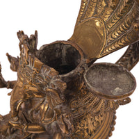 Large 19th Century Antique Indian Hindu Ganesha Figural Votive Brass Oil Lamp, Circa 1800