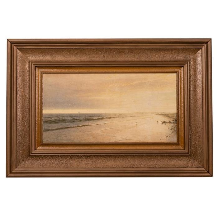 American Watercolor Atlantic City New Jersey Coast Beach Sunset Signed Dated 1875
