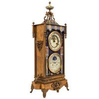 Large Antique French Cloisonné & Brass Astronomical 8 Day Calendar Clock, Circa 1890