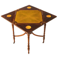 Antique 19th Century Rosewood Marquetry Inlaid Envelope Card Games Table, Circa 1890