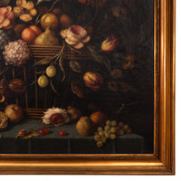 Large Antique 18th Century Fruit Flowers Still Life Oil Painting Dutch School, Circa 1780
