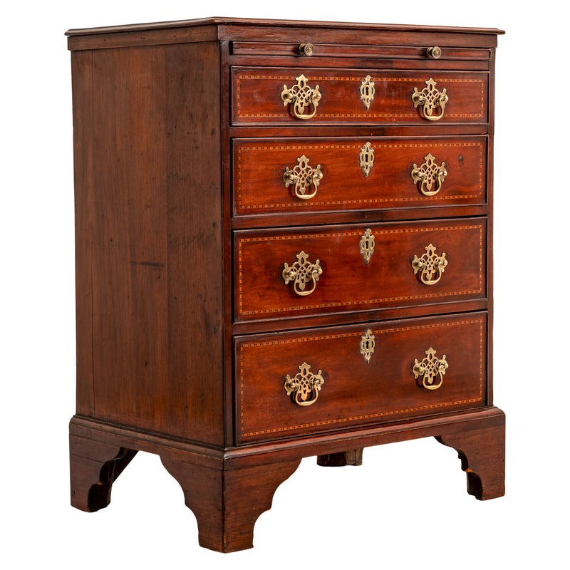 Antique Georgian Inlaid Mahogany Gentleman's Chest of Drawers Dresser, Circa 1750