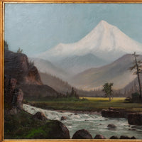 Antique Oil Painting William Weaver Armstrong Mount Hood Oregon Landscape, Circa 1885