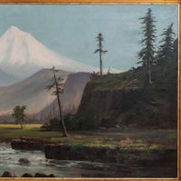 Antique Oil Painting William Weaver Armstrong Mount Hood Oregon Landscape, Circa 1885