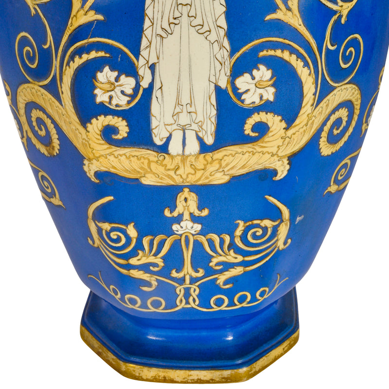 Large Antique English Morley & Ashworth 'Mason's' Ironstone Pottery Angel Vase, 1862