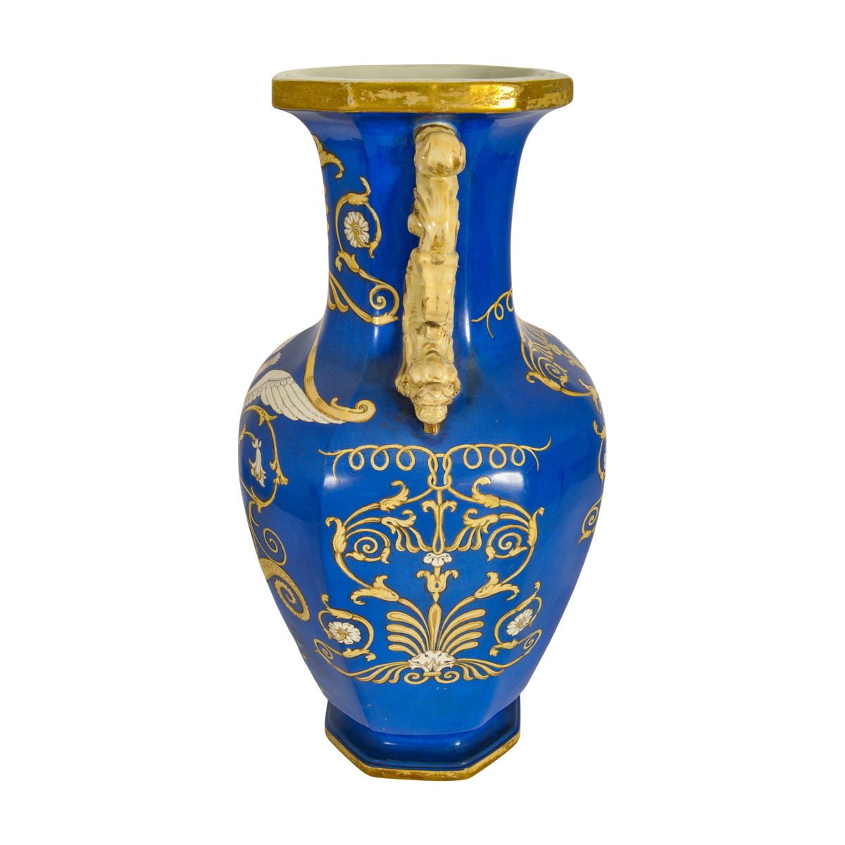 Large Antique English Morley & Ashworth 'Mason's' Ironstone Pottery Angel Vase, 1862
