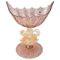 Antique Venetian Murano Hand Blown Glass Gold Centerpiece Coupe Salviati, 1910